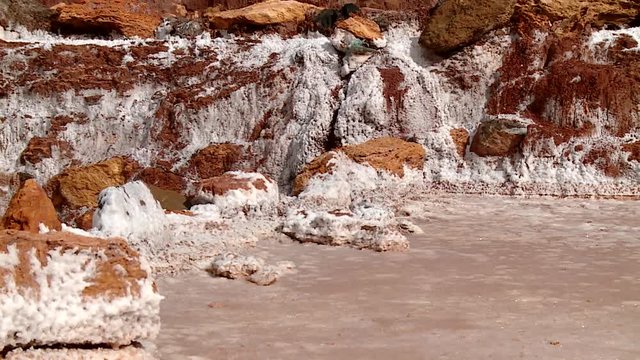 PERU: Salt evaporation pond in Maras. HD Video footage from the Andes of Peru, South America