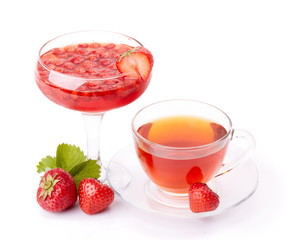 Dessert from berries of strawberries