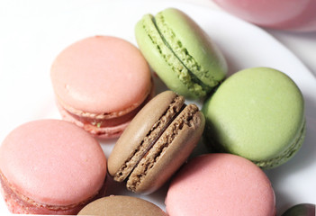 Fototapeta premium Mix of multicolored French macarons