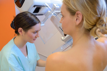 Young woman having mammogram