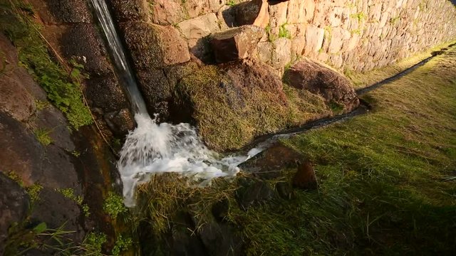 water channel in Tip�n (Inca ruins). Cusco, Andes in Peru, South America. HD video footage 
