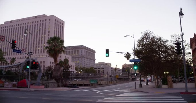 Homeless And The Town Hall In Los Angeles, California.