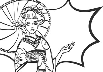 geisha. Japanese Woman. Pop art style,wow, eps 10