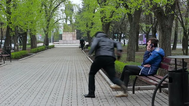 Robbery in the street. The robber took his wallet