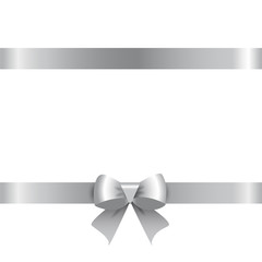 Silver ribbon with a bow. Vector illustration on white background