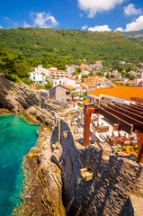 Beautiful mediterranean landscape - town Petrovac, Montenegro.