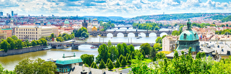 Fototapeta premium Bridges of Prague and the River Vltava Czech Republic