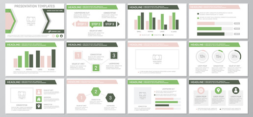 Set of colored elements for multipurpose presentation template slides with graphs and charts. Leaflet, corporate report, marketing, advertising, annual report, book cover design.