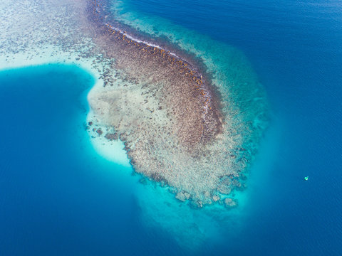 Sea and island, aerial view, Mo'orea, South Pacific 