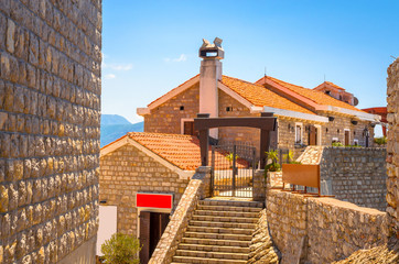 Beautiful mediterranean landscape - town Petrovac, Montenegro.