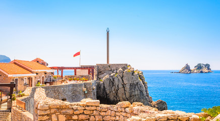 Fototapeta premium Beautiful mediterranean landscape - town Petrovac, Montenegro.