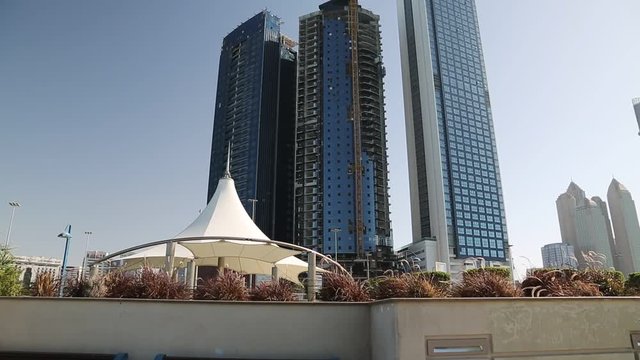 Buildings on Corniche embankment in Abu Dhabi - capital and second most populous city in United Arab Emirates after Dubai, and also capital of Abu Dhabi emirate