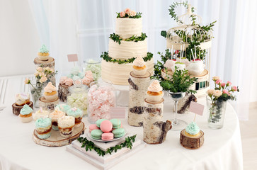 Table with tasty sweets served for party