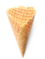 Delicious ice-cream cone on white background