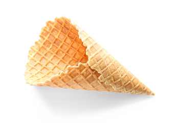 Delicious ice-cream cone on white background