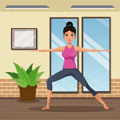 Fototapeta premium woman practice yoga meditacion vector illustration eps 10