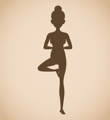 Fototapeta na wymiar silhouette woman pose yoga vector illustration eps 10