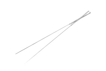 Needles for acupuncture on white background