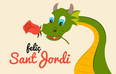 Sant Jordi - Dragón con rosa - Tradición Cataluña