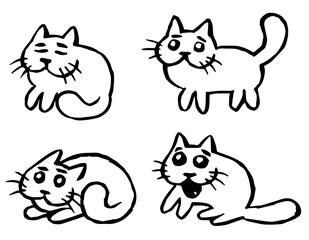 Cats Emoticons Set. Isolated Vector Illustration.