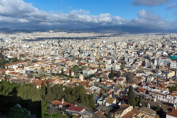 Amazing panorama from Acropolis to city of Athens, Attica, Greece