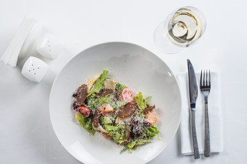 Caesar salad with seafood