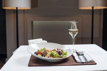 Caesar salad with seafood
