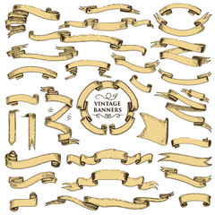 vintage hand drawn ribbon flag or banner element for book or other old looking design. engraved calligraphic part for your sign