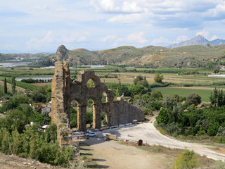 Fototapeta premium Aqueduct of Aspendos, an ancient Greco-Roman city in Antalya province of Turkey.