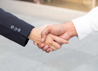 Co-Business and Co-worker partners Successful businessman shaking hands Concept