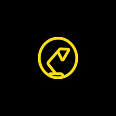 O initials unique logo desk lamp yellow