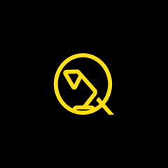 Q initials unique logo desk lamp yellow