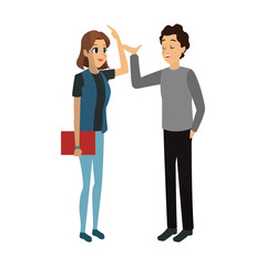 young couple cartoon icon over white background. colorful design. vector illustration