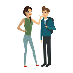 young couple cartoon icon over white background. colorful design. vector illustration
