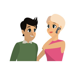 young couple cartoon icon over white background. colorful design. vector illustration