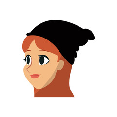 young woman face cartoon icon over white background. colorful design. vector illustration