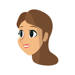 Obraz premium young woman face cartoon icon over white background. colorful design. vector illustration