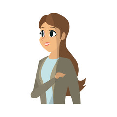 young woman cartoon icon over white background. colorful design. vector illustration