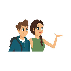 young couple cartoon icon over vector ilustration