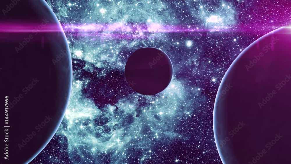 Poster three planets in outer space