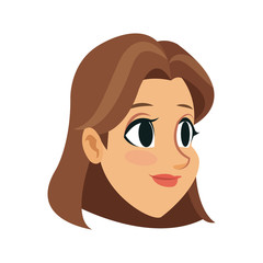 young woman face cartoon icon over white background. colorful design. vector illustration