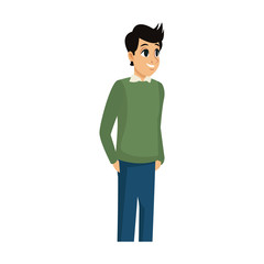 young man wearing casual clothes cartoon icon over white background. colorful design. vector illustration