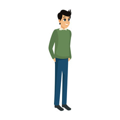young man wearing casual clothes cartoon icon over white background. colorful design. vector illustration