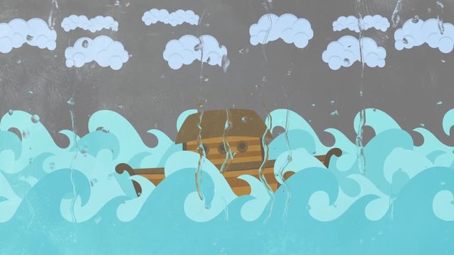 Noahs Ark Floating In The Middle Of The Sea