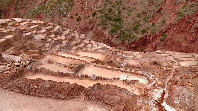  salt mining in Maras, Peru. Near Cusco in the Andes. South america