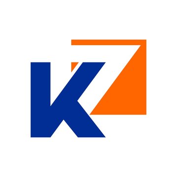 letter K and number seven logo vector.