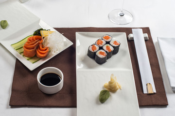 Fototapeta na wymiar roll are served on the table with