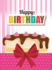 happy birthday cake card vector illustration design