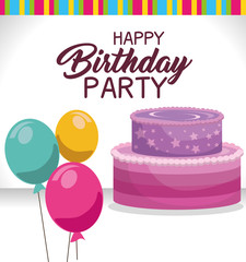 happy birthday cake card vector illustration design