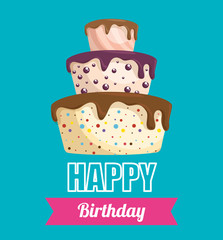 happy birthday cake card vector illustration design